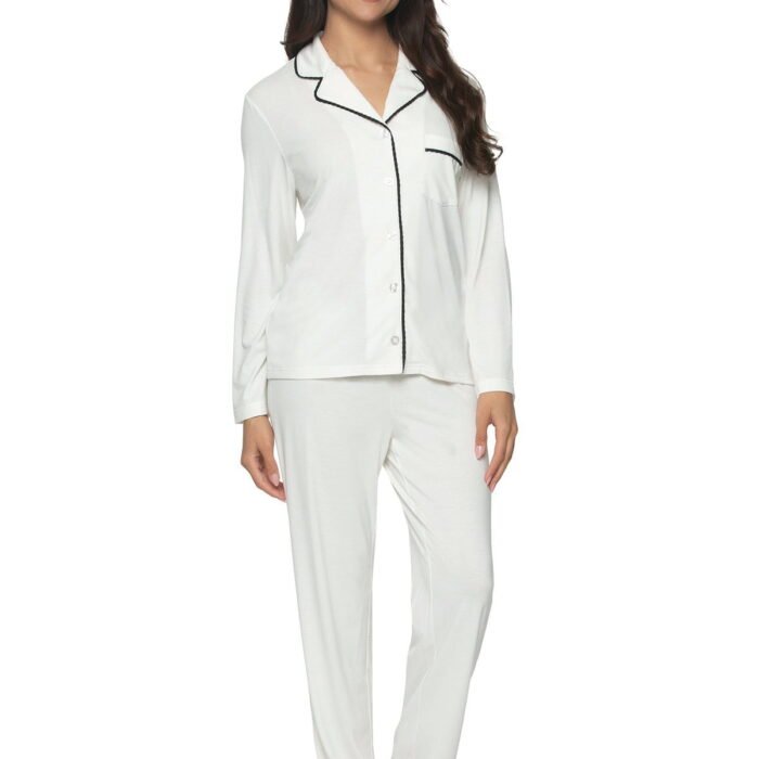 Jessie Long Sleeve Pajama Set in Whisper White.