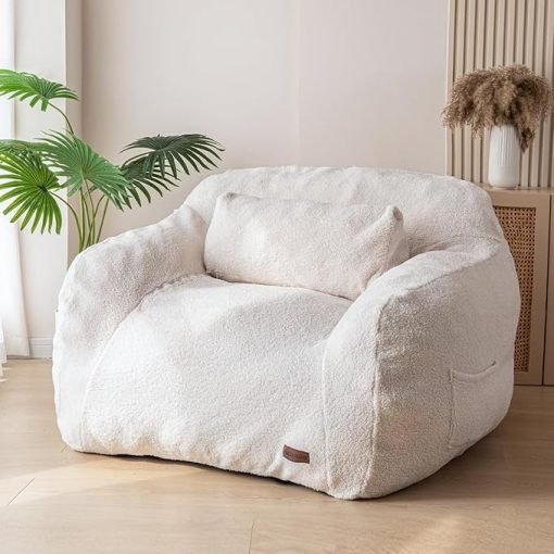 MAXYOYO Bean Bag Chair with Pillow, Wool Comfy Large Bean Bag Chair Couch for Reading and Gaming